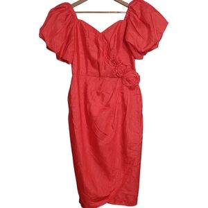 Vintage 80s 90s BB Collections Voluminous Puff Sleeve Dress Rosette Detail